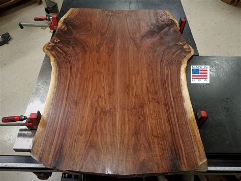 Hand Crafted Live Edge Black Walnut Slab Wood Finished Table Top By