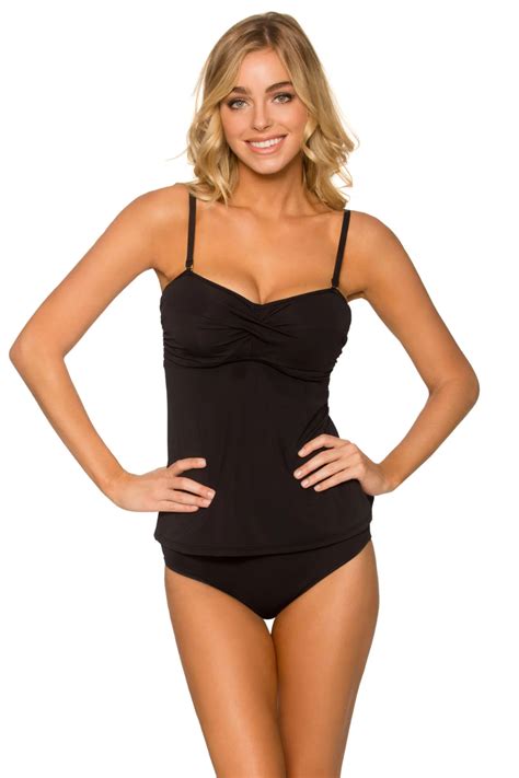 sunsets s sunsets black underwire bandeau tankini top d cup bandeau tankini bandeau