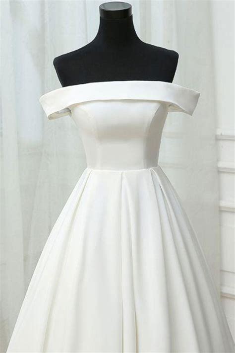 Simple White Satin Long Prom Dress White Evening Dress Dresstby