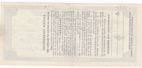 10 Series Of 1939 Postal Savings System Certificate Paid Providence