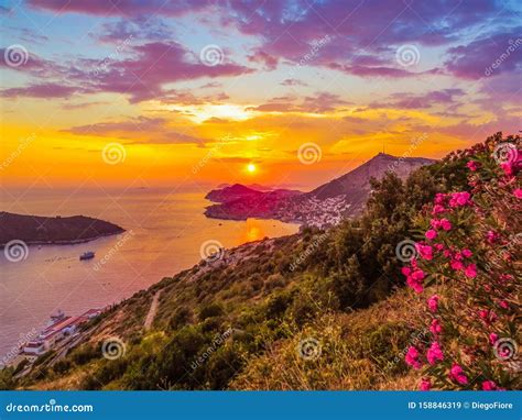 Magical Sunset In Dubrovnik Croatia Stock Image Image Of Natural