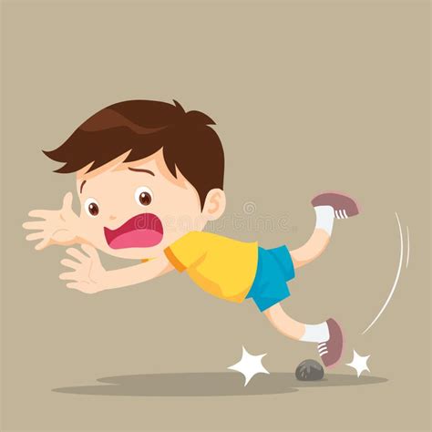 Boy Falling Stumble Tripping Over Stone Stock Vector Illustration Of