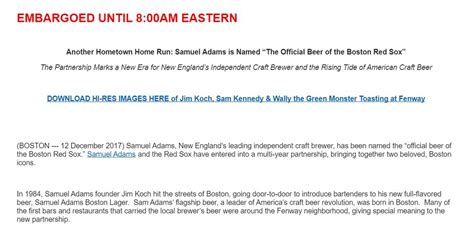 Browse the use examples 'news embargo' in the great english corpus. I Get Press Releases (The Ethics of Embargoes) — Beervana