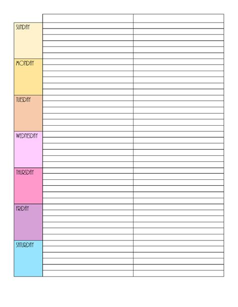 Free Blank Printable Weekly Calendar Template Printable Templates Free