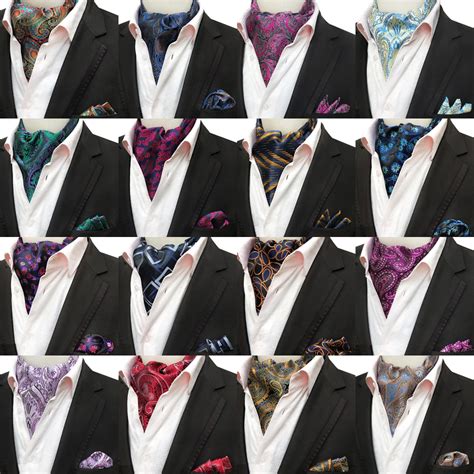 Luxury Mens Cravat Tie Set Handkerchief Silk Paisley Floral Jacquard