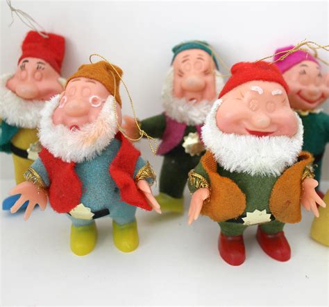 Vintage Snow White Seven Dwarfs Christmas Tree Ornaments In Box Walt