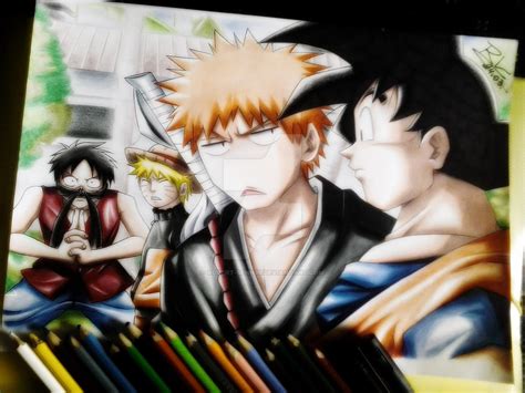 Cool Luffy And Naruto And Goku Goku Ichigo Naruto And Luffy By Images