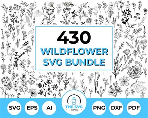 Wildflower SVG Mega Bundle 430 Floral Elements Botanical Etsy