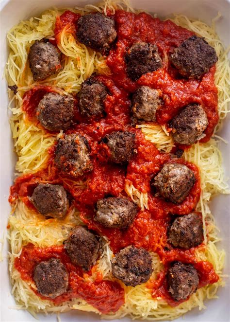 Spaghetti Squash And Meatballs Baked Spaghetti Squash