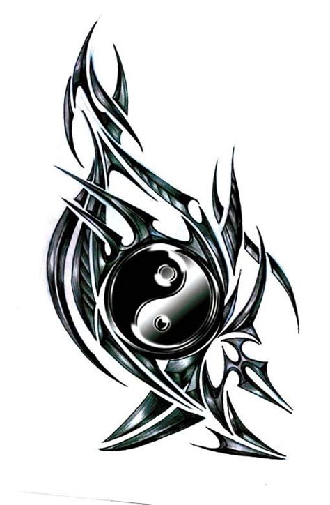 Yin yang tattoos can be simple yin yang symbols or complex design that replace parts of the yin yang with flowers, dragons, koi fish or dolphins. Geometric Tattoo - tatouage tribal yin yang - TattooViral ...