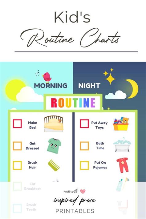 Chore Chart Morning Routine Chart Printable Bedtime Etsy Polska