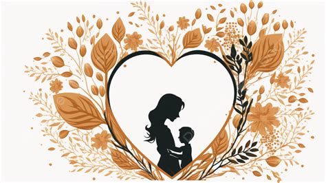 أم تعانق الطفل صورة ظلية على شكل قلب زهرة خلفية عيد الأم الأم تحضن الطفل خيال على شكل قلب