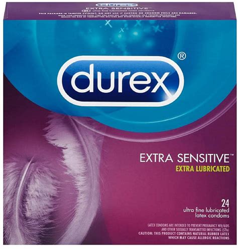 Durex Extra Sensitive Ultra Thin Lubricated Condoms 24 Ea Pack Of 3