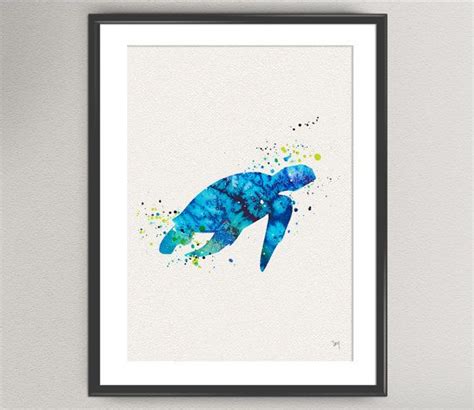 SEA TURTLE Watercolor Prints Sea Life Poster Painting Etsy Turtle