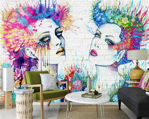 Beibehang Custom Wallpaper Mural Sexy Colorful Beauty Brick Wall Tv Background Wall Wall Paper
