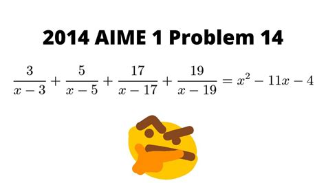 A Fun Algebra Equation Problem 2014 Aime 1 14 Youtube