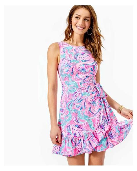 Lilly Pulitzer Synthetic Joselyn Stretch Wrap Dress In Pink Lyst