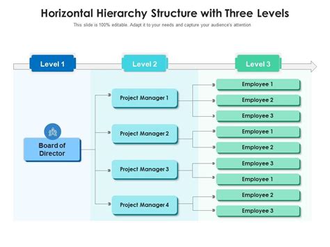 Horizontal Hierarchy Structure With Three Levels Presentation