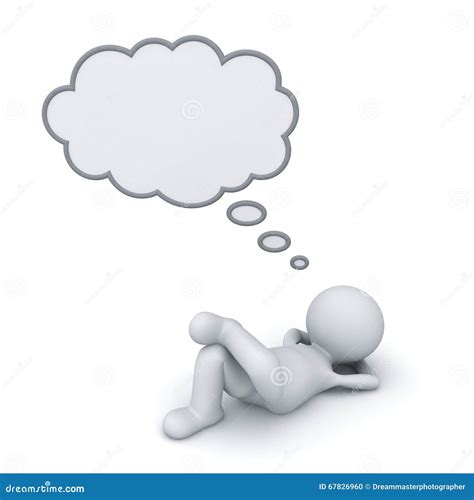3d Man Lying Down With Thinking Bubble Stock Illustration