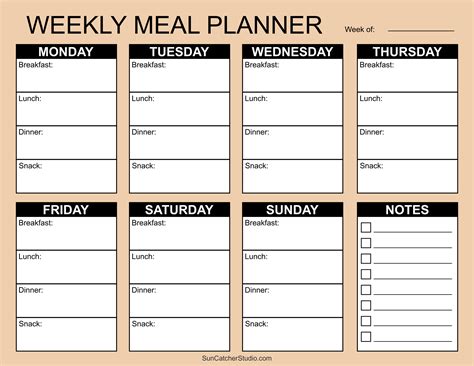 Printable Weekly Meal Plan Template Printables Template Free
