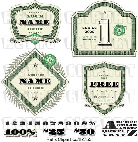 Vector Clip Art Of Retro Money Shields And Design Elements By