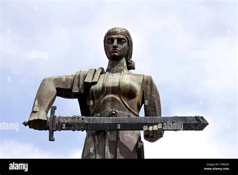 Mother Armenia Statue Or Mayr Hayastan Monument Located In Victory Park Yerevan City Armenia