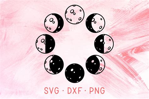 Moon Phase Svg Dxf Png Cricut Cut Files Full Lunar Cycle Etsy