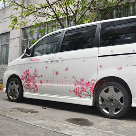 1pair Cherry Blossom Sakura Flower Wedding Pink Romantic Car Auto Decal Wedding Body Sticker