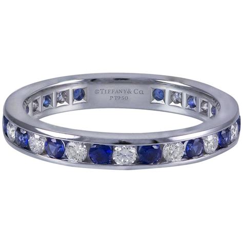 Tiffany And Co Sapphire Diamond Platinum Wedding Band Ring At 1stdibs