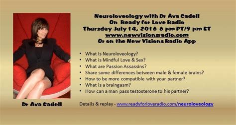 Neuroloveology With Dr Ava Cadell On Ready For Love Love Radio What