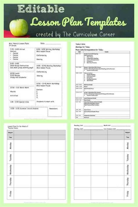 A professional development tool for every school. Lesson Plan Templates - The Curriculum Corner 123