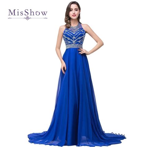 Buy 2018 Cheap New Long Prom Dresses Royal Blue Beaded