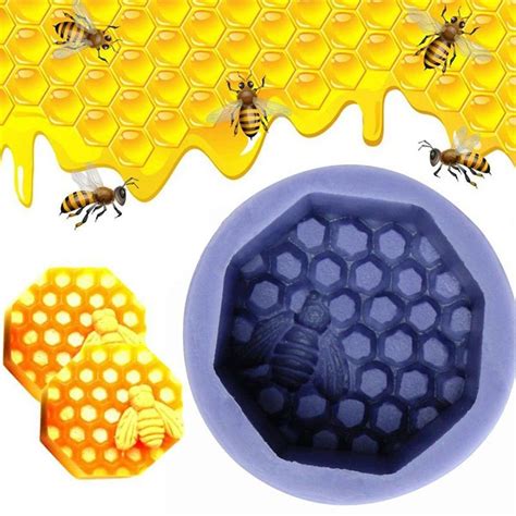 New Silicone Bee Honeycomb Fondant Mold Soap Cake Chocolate Pastry Baking Mould In Cake Molds