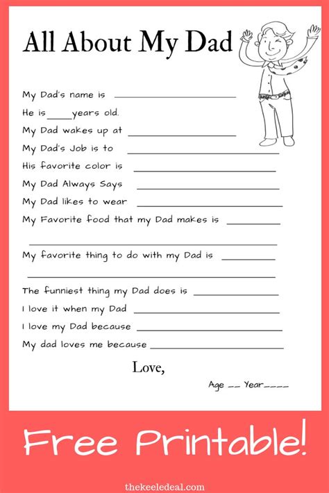 Free Printable All About My Dad Printable
