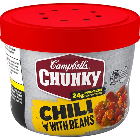 Campbells Chunky Chili With Beans 1525 Oz Microwavable Bowl
