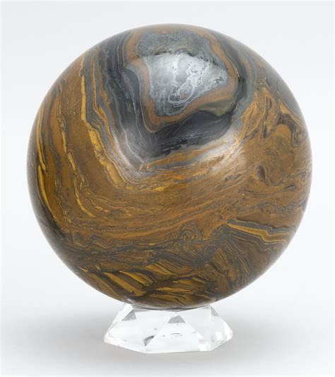 Lot Tiger Iron Matrix Sphere Exhibits Chatoyant Tiger S Eye And Black