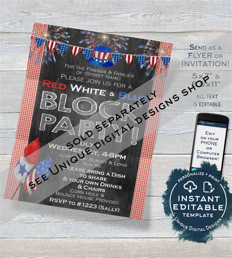 Th Of July Bbq Invitation Editable Red White And Bbq Summer Etsy Hot