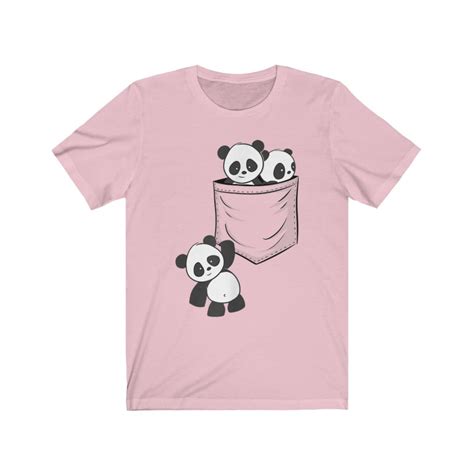 For Panda Lovers Cute Kawaii Baby Pandas In Pocket T Shirt Etsy