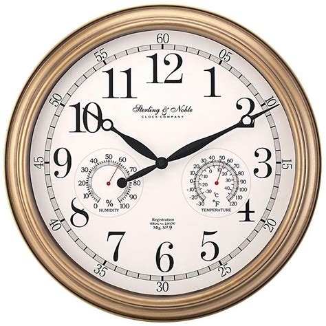 Sterling And Noble Indooroutdoor Wall Clock In Brushed Brass Bed Bath