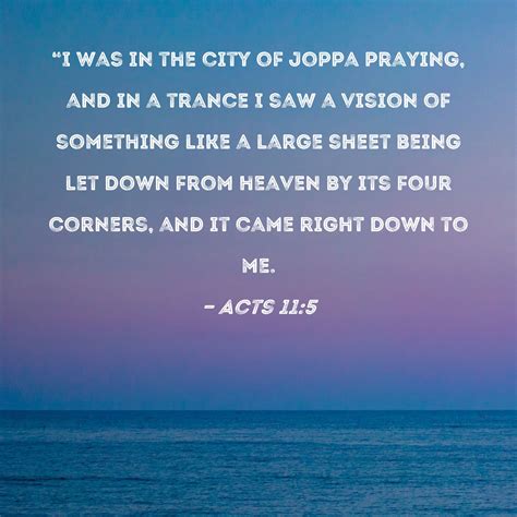 Acts 115 I Was In The City Of Joppa Praying And In A Trance I Saw A