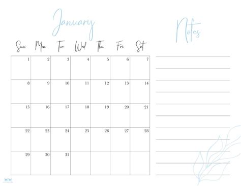 January 2023 Printable Calendar Pdf