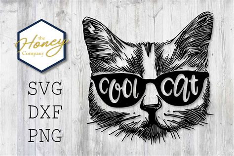 Cool Cat Svg Png Dxf Glasses Funny Smart Kitty Cutting File 233767
