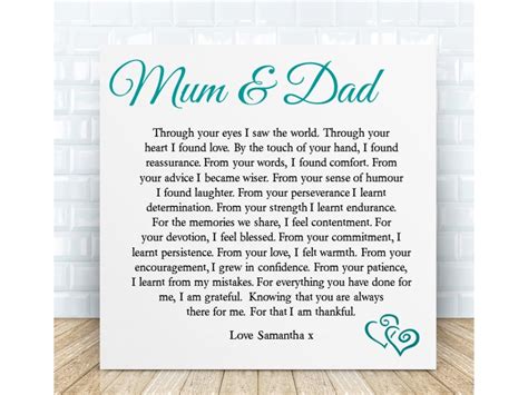 Personalised Mum And Dad Poem Plaque