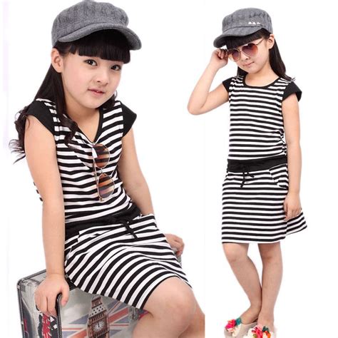 Cotton Striped Printed Dresses For Girl Childrentop Quality Casual