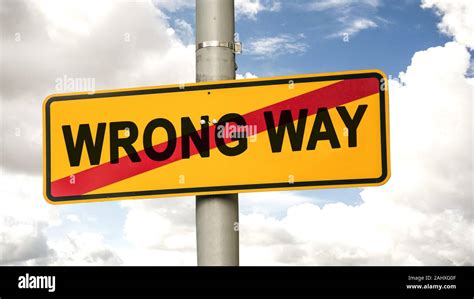 Street Sign Right Way Versus Wrong Way Stock Photo Alamy