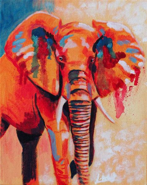 Colorful Elephant Painting Original Elephant Art Canvas Etsy In 2021