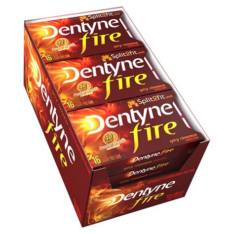 Dentyne Fire Cinnamon Chewing Gum 16 Count Pack Of 12