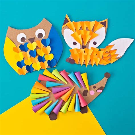 Woodland Animal Craft Cardboard Owl Fox Hedgehog Hello Wonderful