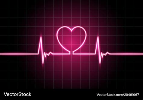 Neon Glowing Lines Heartbeat Concept Lifeline Vector Image