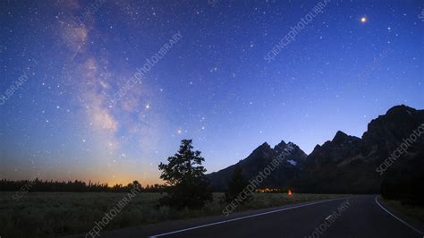 Milky Way Over Grand Teton National Park Stock Image C0405226